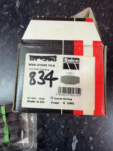 Balco PT553 Rear Brake Pads Nissan Primera P10 P11 Almera N16 WVA 21545 NOS