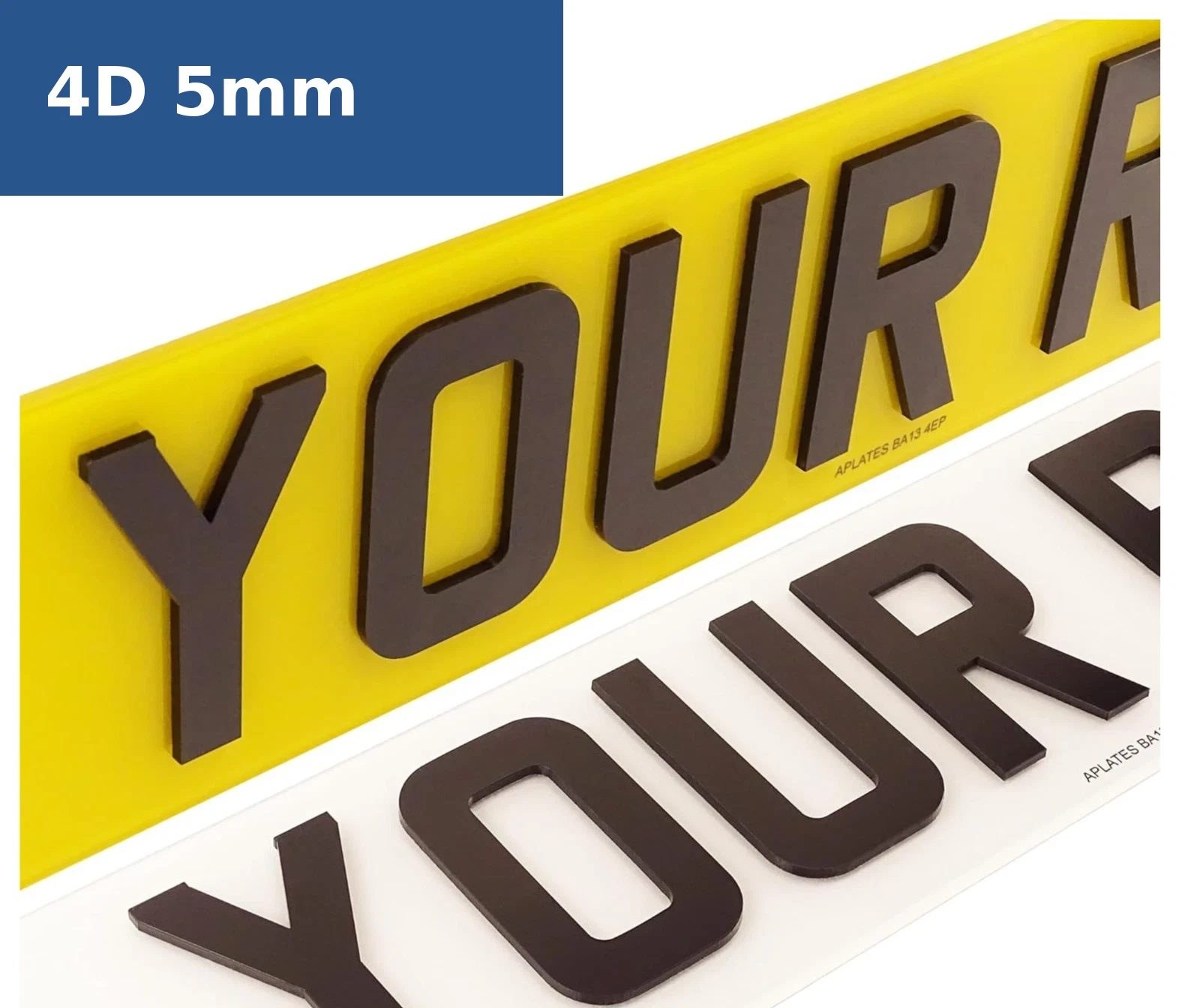4D 5mm 3D Print Number Plates Raised Black Road Legal & Show Plates UK