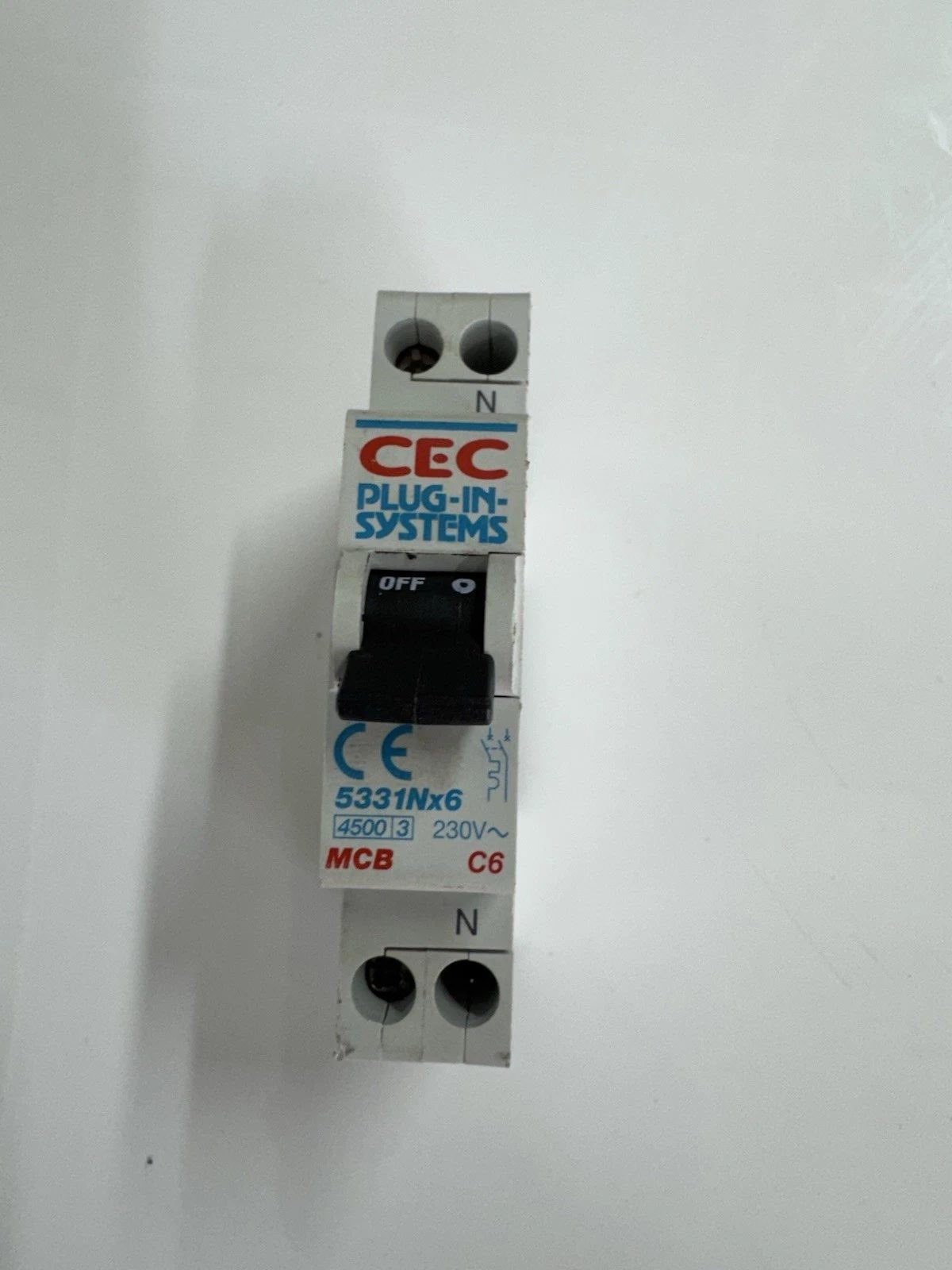Caravan Motorhome MCB C6 6A CEC Plug-In Systems 5331Nx6 Consumer Unit Breaker