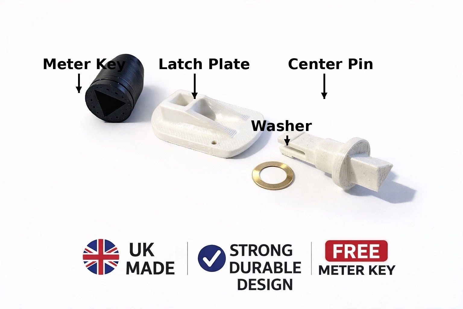GAS/ELEC Meter Box Repair Latch – Fix Broken Meter Box Door + FREE Meter Key