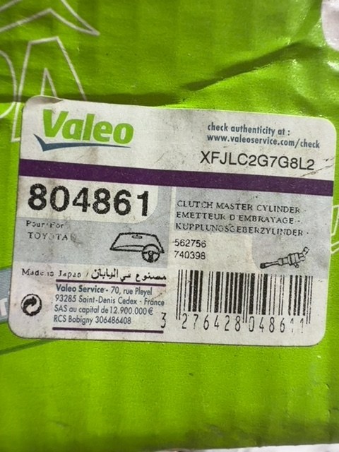 Genuine Valeo Clutch Master Cylinder 804861 Toyota Corolla E12 Verso RHD