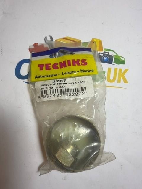 Tecniks 2207 Rear Hub Nut & Cap Peugeot 106 306 Citroen Saxo New